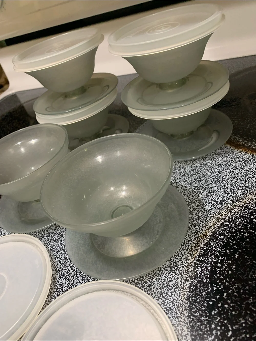 Tupperware Translucent White Food Storage Bowls with Lids - Set of 6